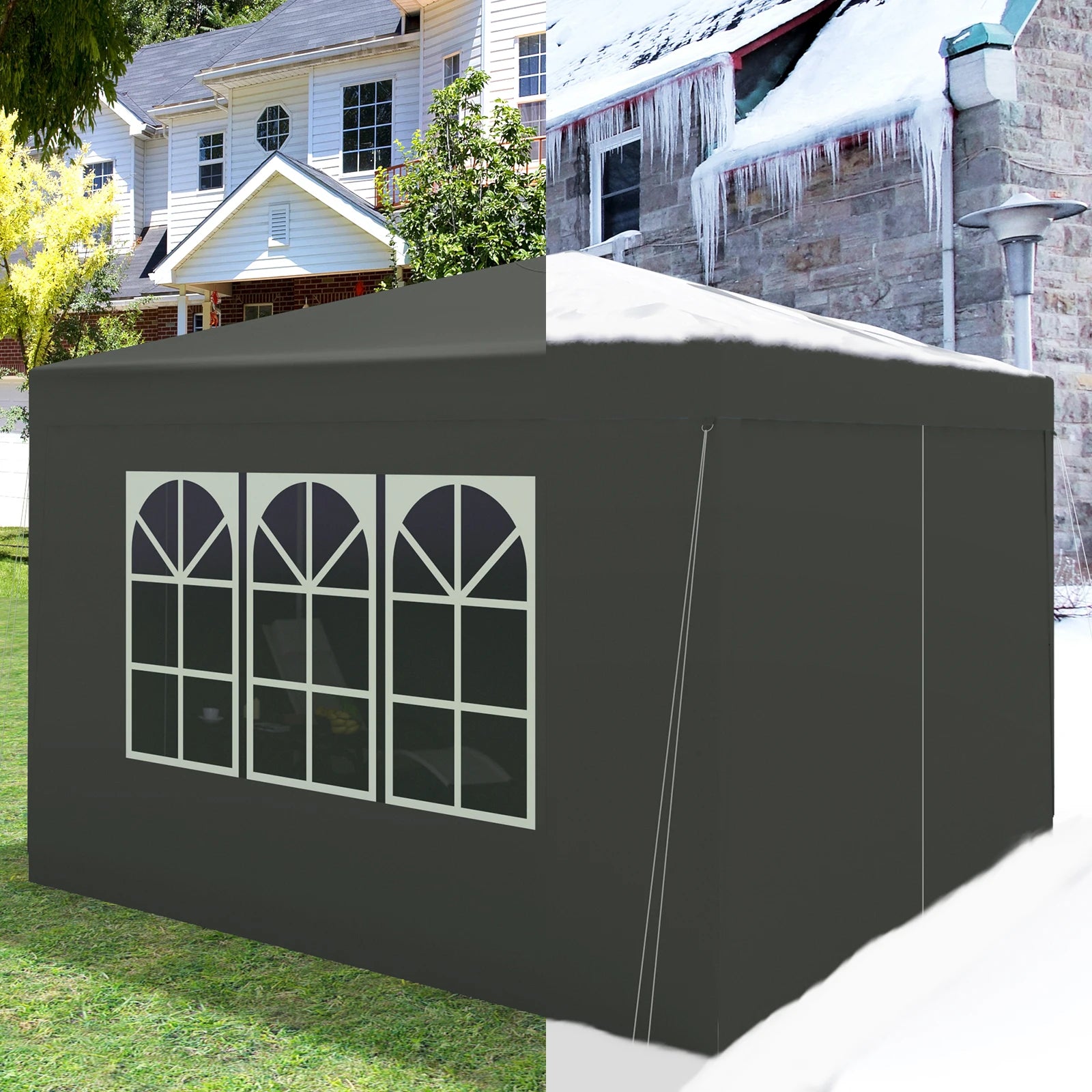 Easy Up Partytent 3x3 m – Opvouwbare Waterdichte Tuintent met UV-bescherming - Pop‑Up Systeem - Inclusief Draagtas