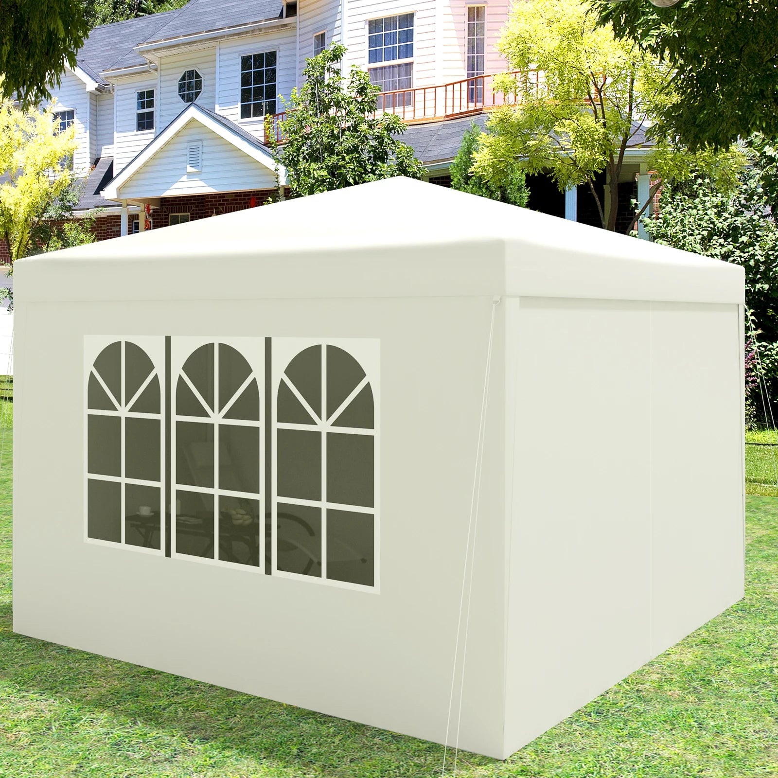 Easy Up Partytent 3x3 m – Opvouwbare Waterdichte Tuintent met UV-bescherming - Pop‑Up Systeem - Inclusief Draagtas