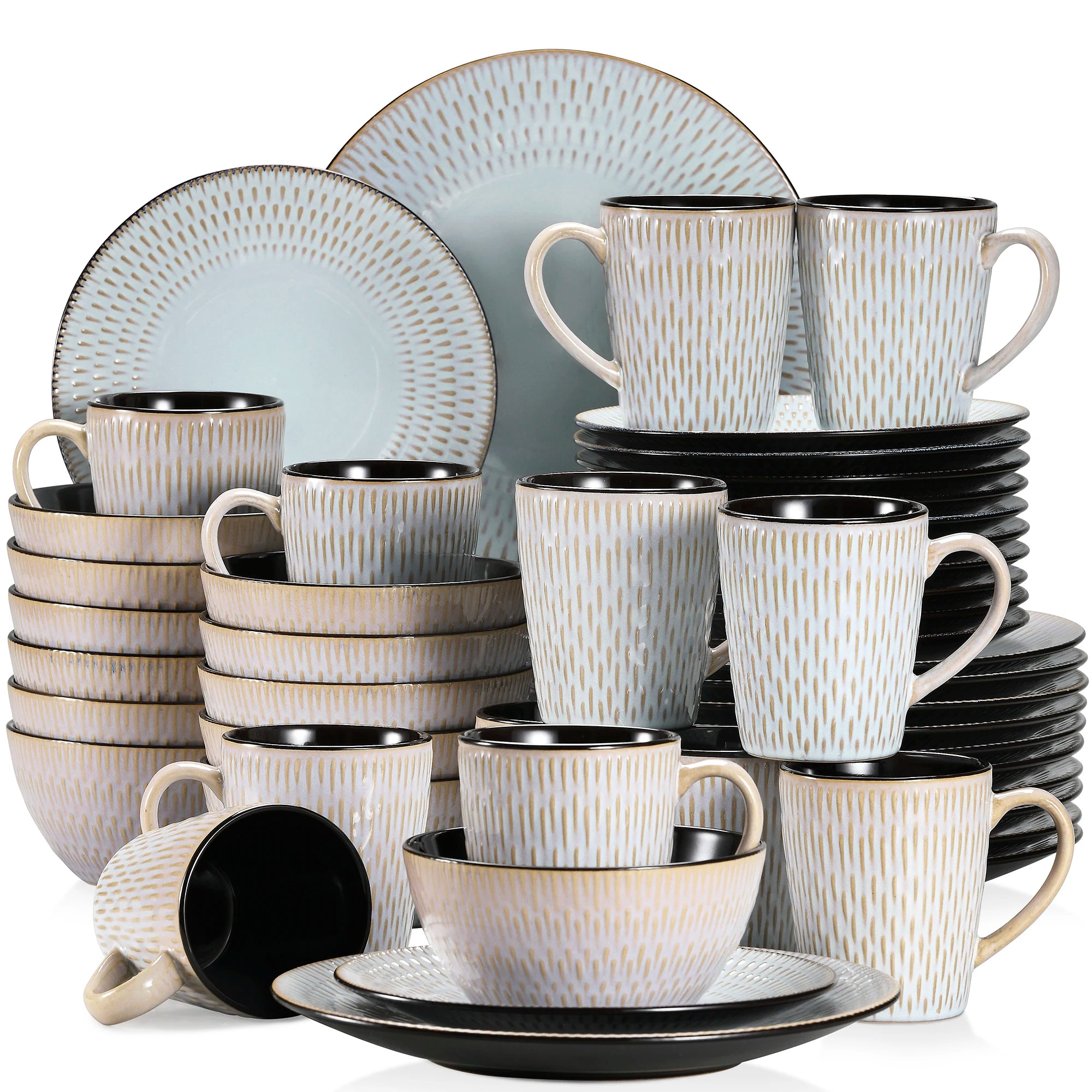 Serviesset Grijs – Steengoed Dinerservies 16, 32 of 48-delig voor 4, 8 of 12 Personen