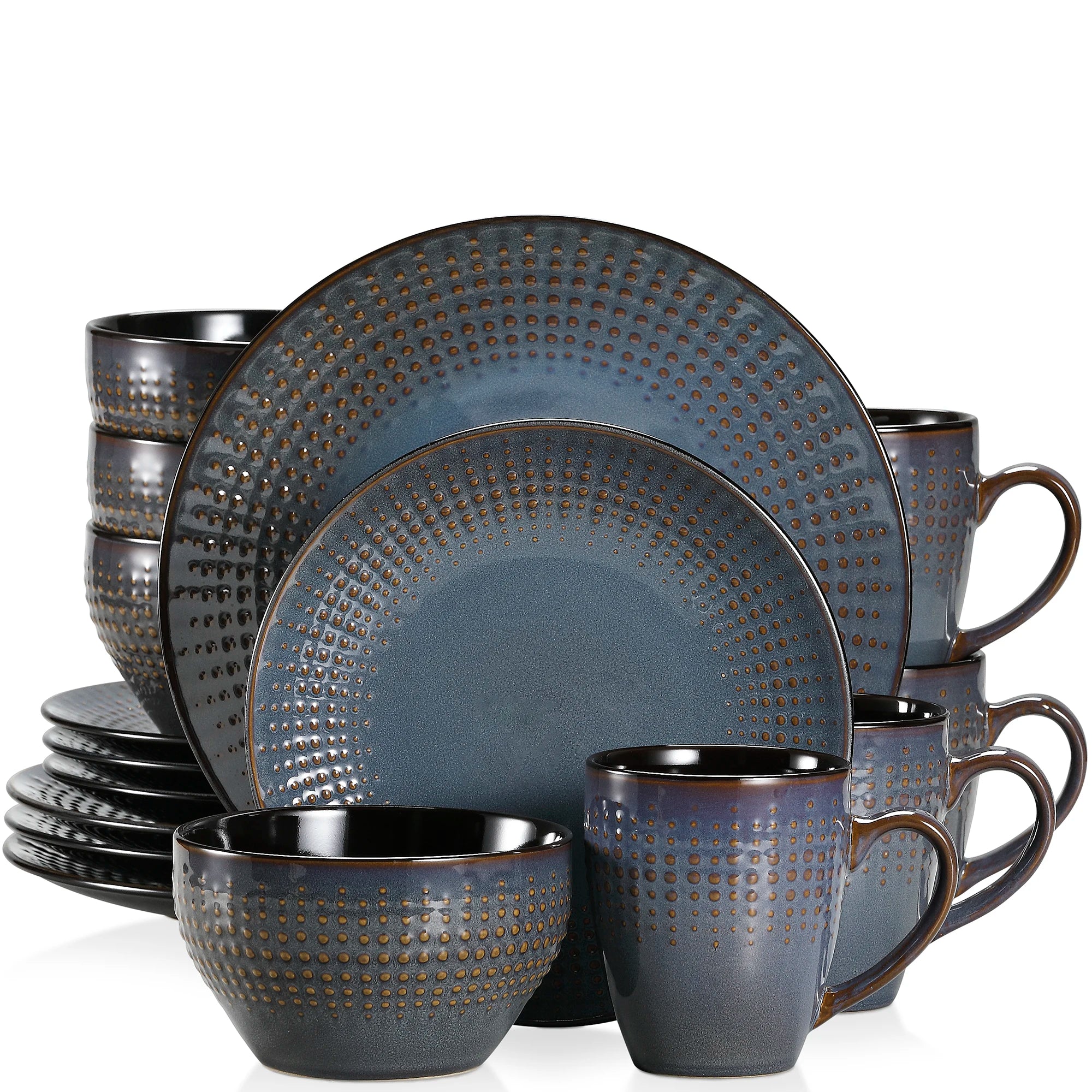 Serviesset Grijs – 16, 32 of 48-delig Steengoed Servies voor 4, 8 of 12 Personen – Modern & Luxe Tafelservies