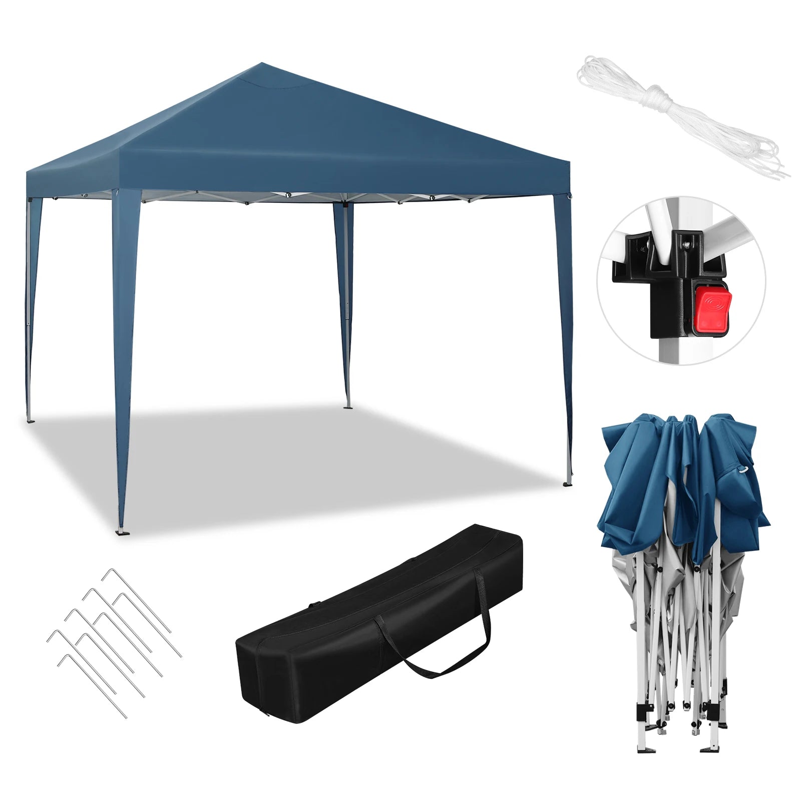 Easy Up Pop-up Partytent 3x3 m Waterdicht – Tuinpaviljoen met UV-Bescherming & Draagtas voor Tuin, Camping en Evenementen