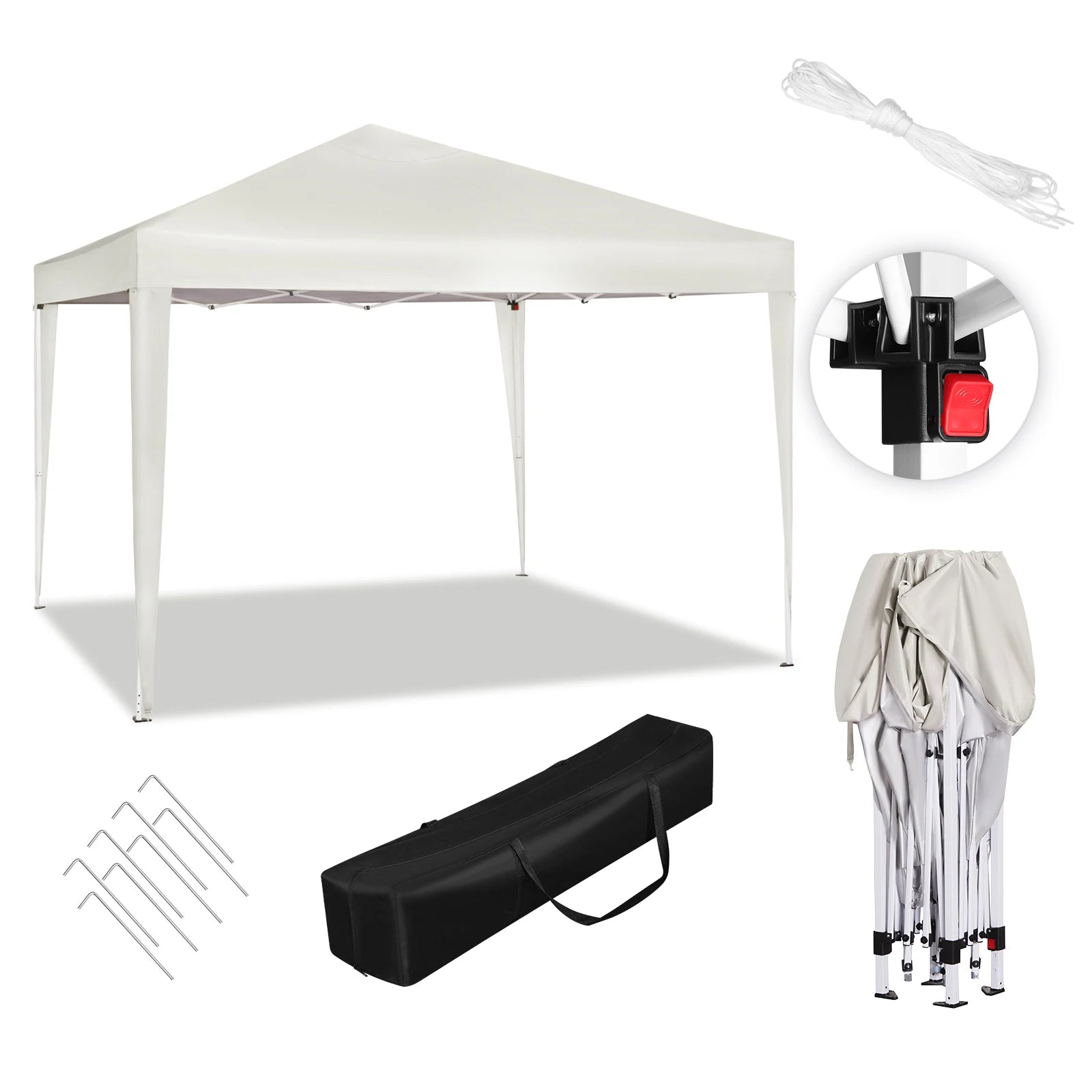 Easy Up Pop-up Partytent 3x3 m Waterdicht – Tuinpaviljoen met UV-Bescherming & Draagtas voor Tuin, Camping en Evenementen