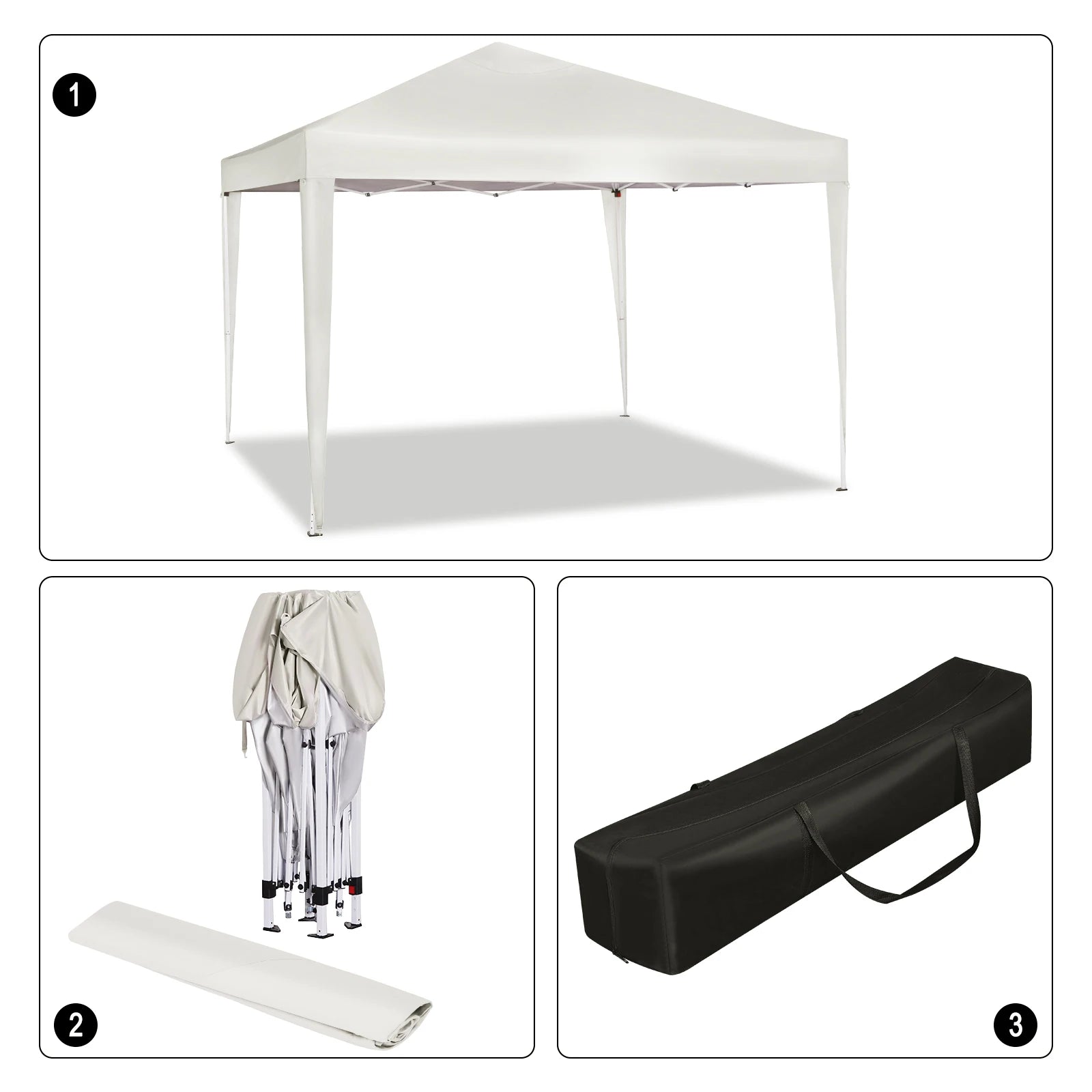 Easy Up Pop-up Partytent 3x3 m Waterdicht – Tuinpaviljoen met UV-Bescherming & Draagtas voor Tuin, Camping en Evenementen