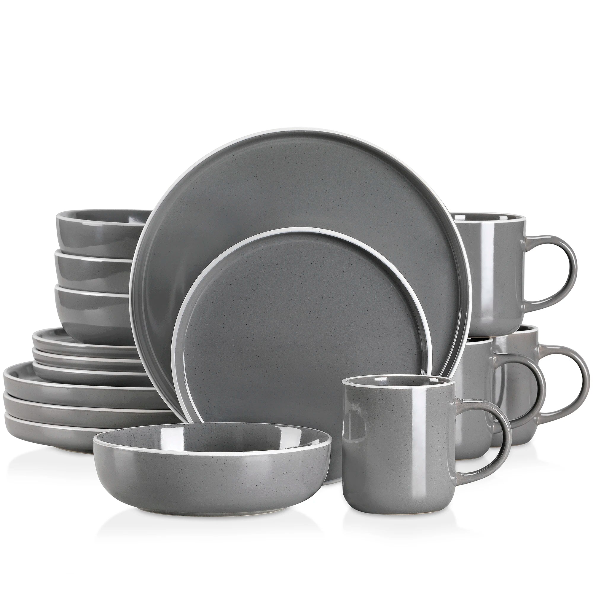 Serviesset 16-delig – Grijs Steengoed Servies voor 4 Personen – Modern & Duurzaam Keramisch Servies