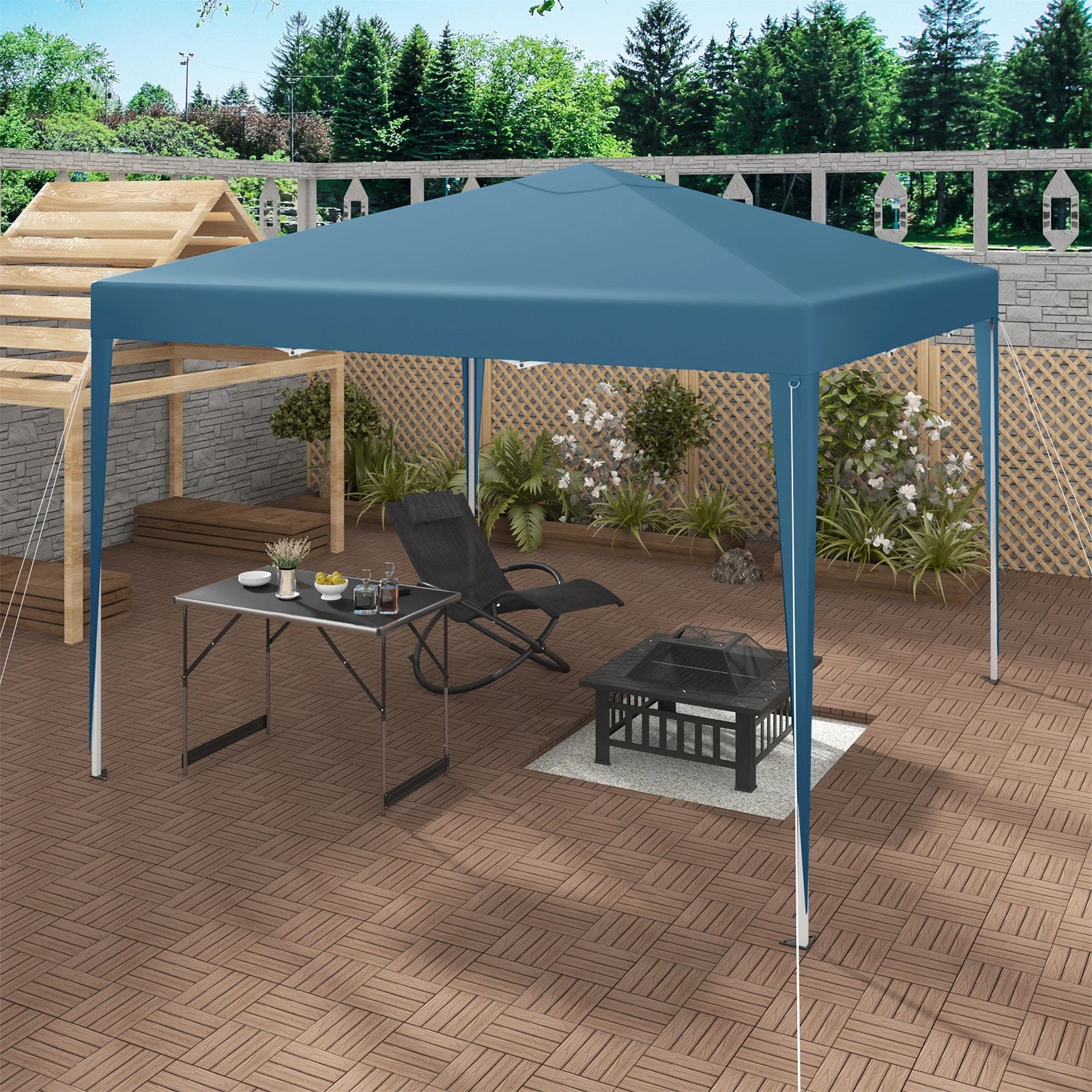 Easy Up Pop-up Partytent 3x3 m Waterdicht – Tuinpaviljoen met UV-Bescherming & Draagtas voor Tuin, Camping en Evenementen