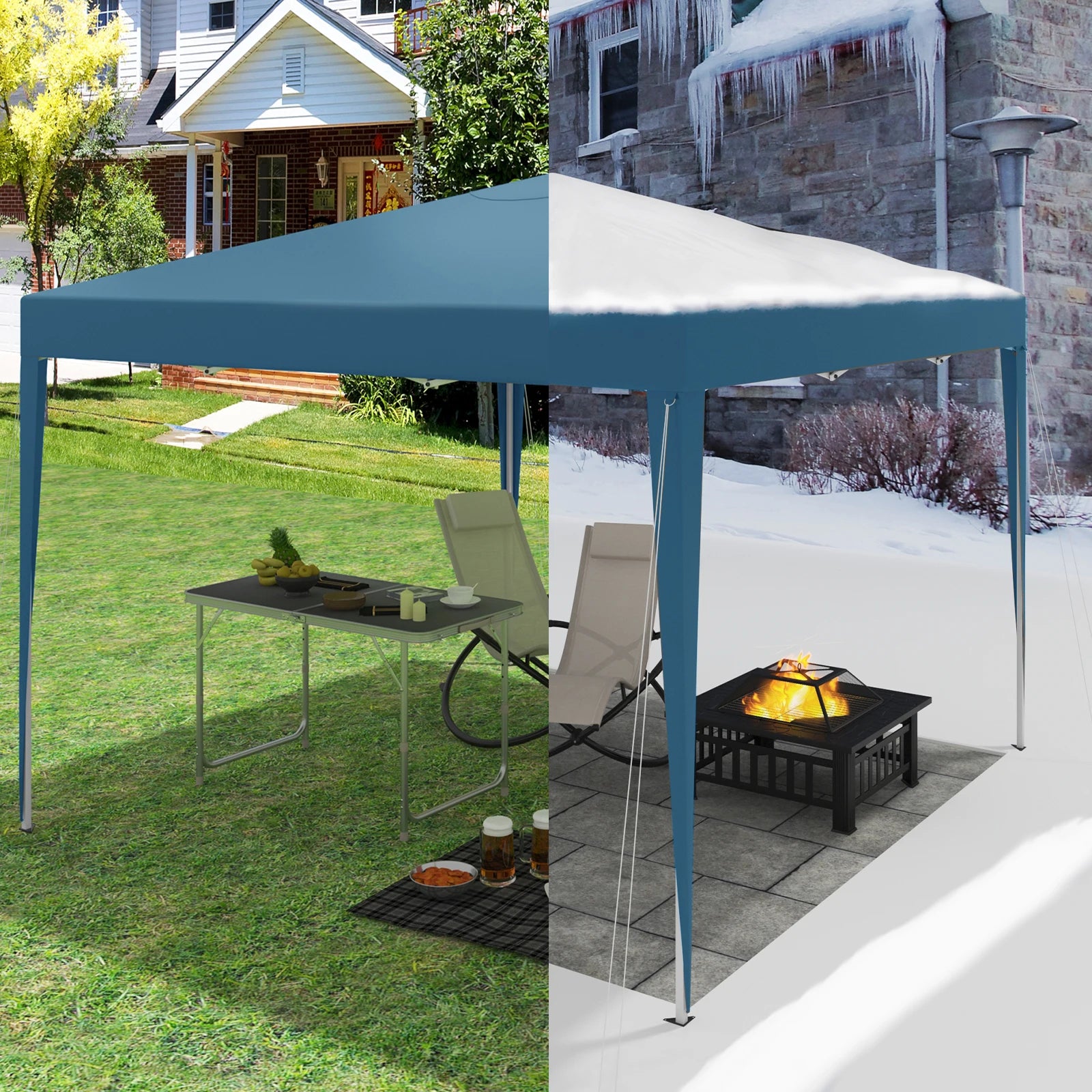 Easy Up Pop-up Partytent 3x3 m Waterdicht – Tuinpaviljoen met UV-Bescherming & Draagtas voor Tuin, Camping en Evenementen