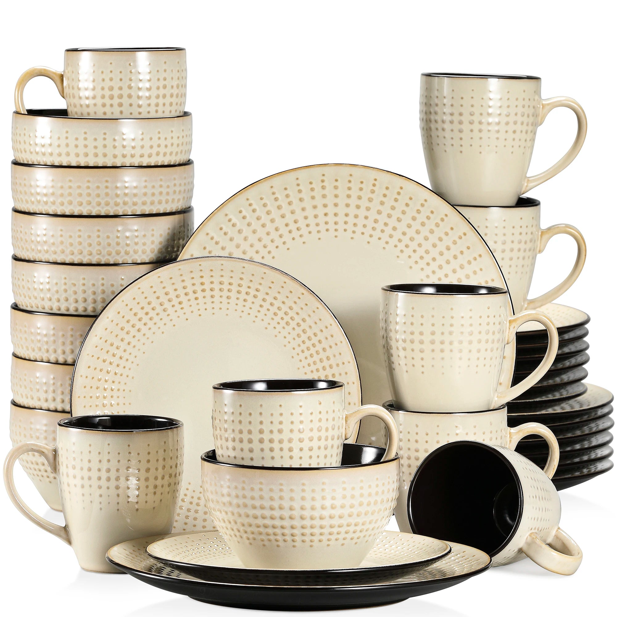Serviesset Grijs – Steengoed Dinerservies 16, 32 of 48-delig voor 4, 8 of 12 Personen