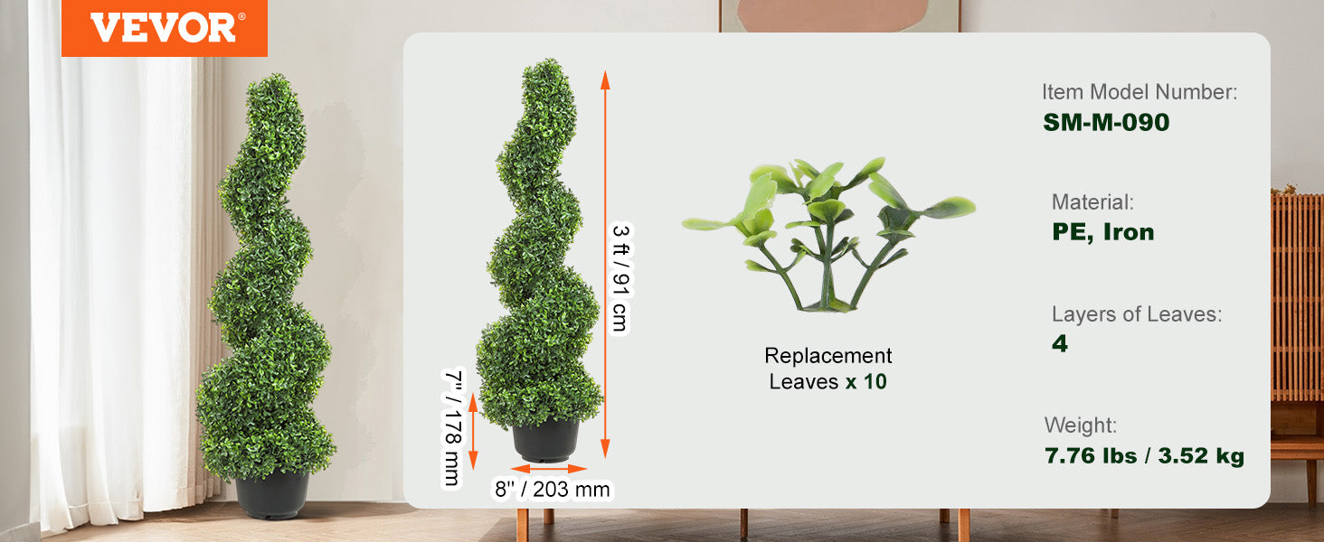 Kunstmatige Buxus Spiraalplant 24-48 cm – Luxe Onderhoudsvrije Groene Decoratie voor Binnen & Buiten