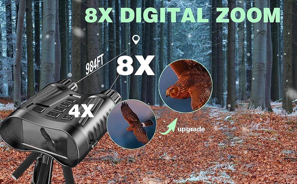 Nachtzicht Verrekijker 8x HD 1080P met IR – Digitale Zoom voor Jacht, Camping & Outdoor