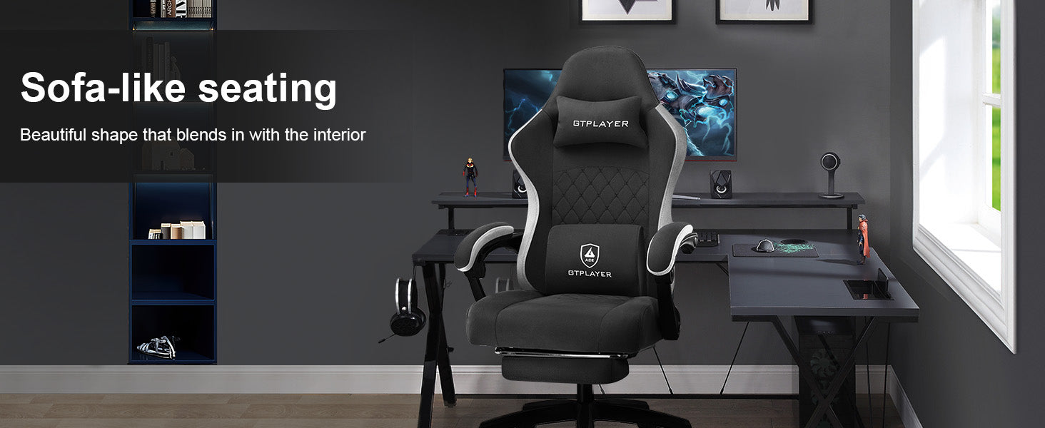 Ergonomische Gaming Stoel met Voetensteun en Pocket Springs – Verstelbare Bureaustoel van Stof voor Ultiem Comfort