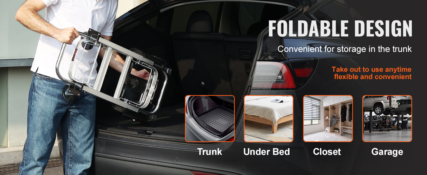 Opvouwbare Handwagen – Lichtgewicht Transportkar 400 lbs / 181 kg Draagvermogen – Stevige Dolly voor Bagage, Dozen en Magazijnartikelen
