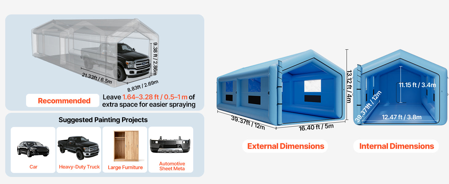 Opblaasbare Spuitcabine met Blower en Luchtfilter – Professionele Verfcabine voor Auto, Meubels en DIY Projecten