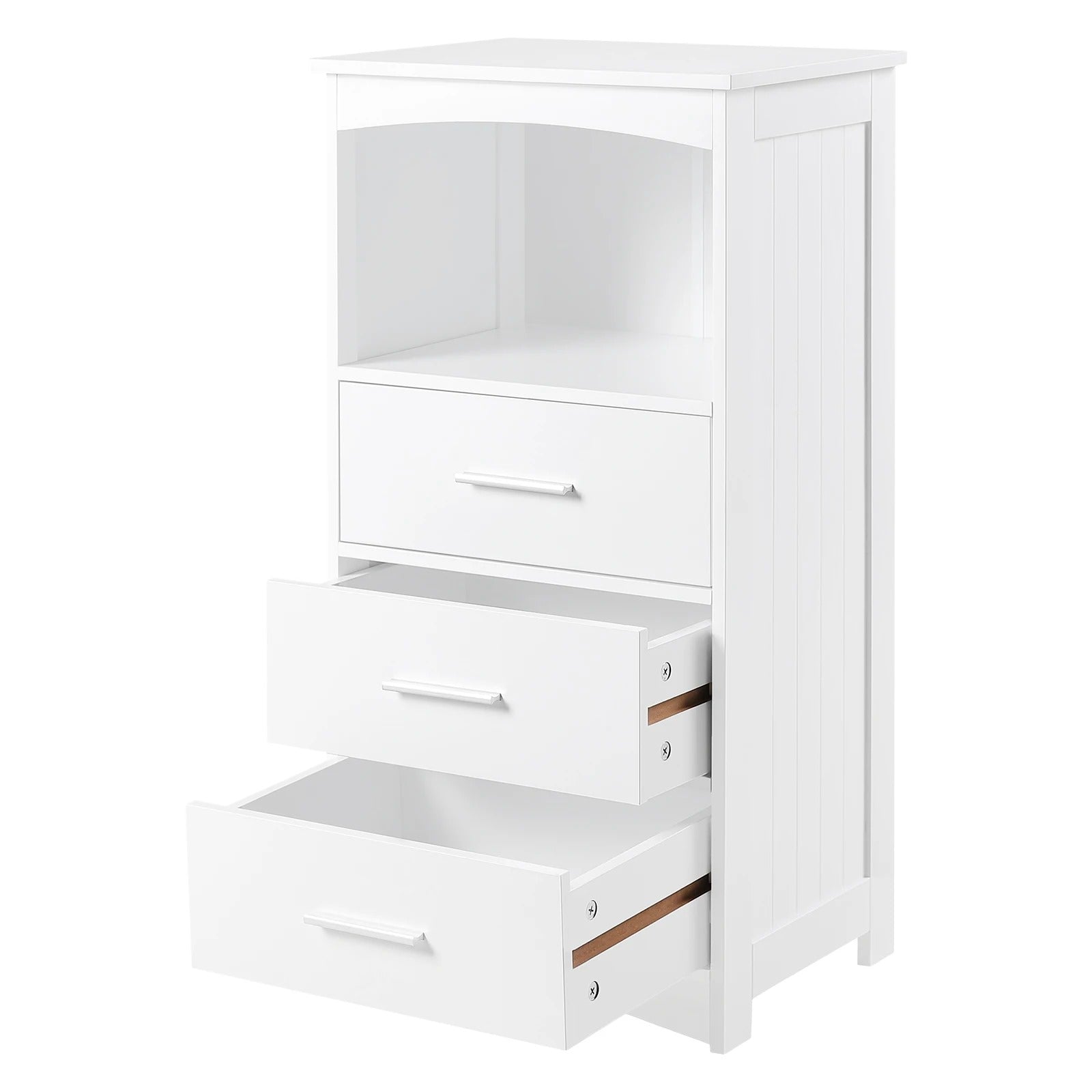 Whoopr Witte Hoekkast Badkamer 3 Laden Open Vak 40x30x80 cm