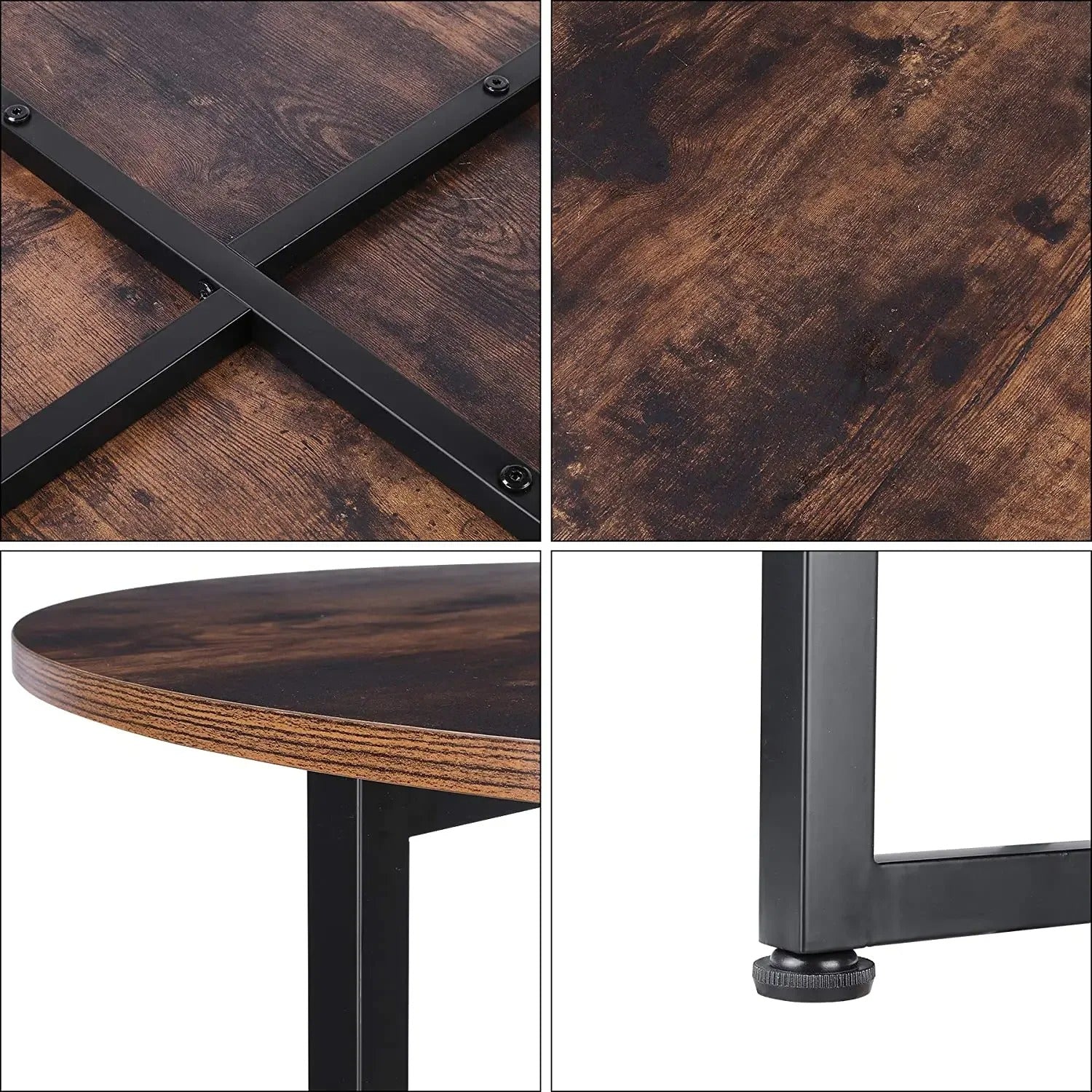 Salontafel Set van 2 – Industrieel Hout & Metaal – Vintage Bijzettafels (80 & 42 cm)