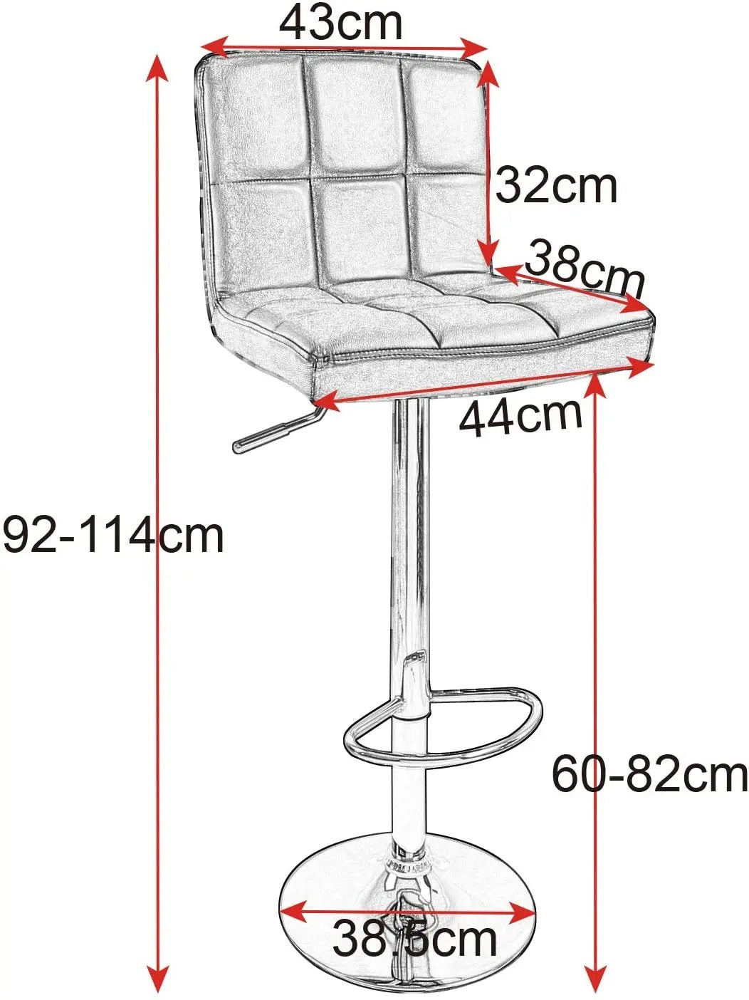 Set van 2 Linnen Barkrukken – Verstelbare Barstoelen met Rugleuning (Zwart)