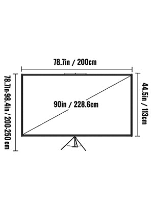 Draagbaar Projectiescherm met Statief 60-110 Inch 16:9 4K HD voor Thuisbioscoop en Presentaties