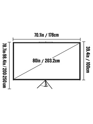 Draagbaar Projectiescherm met Statief 60-110 Inch 16:9 4K HD voor Thuisbioscoop en Presentaties