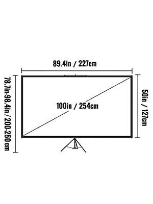 Draagbaar Projectiescherm met Statief 60-110 Inch 16:9 4K HD voor Thuisbioscoop en Presentaties
