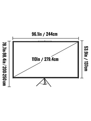 Draagbaar Projectiescherm met Statief 60-110 Inch 16:9 4K HD voor Thuisbioscoop en Presentaties