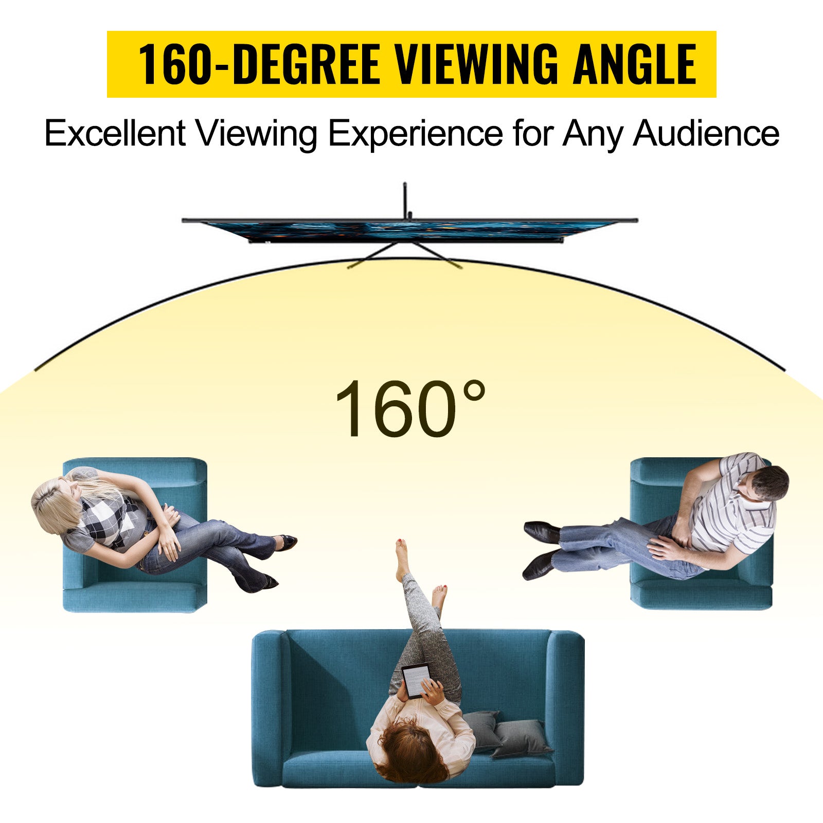 Draagbaar Projectiescherm met Statief 60-110 Inch 16:9 4K HD voor Thuisbioscoop en Presentaties