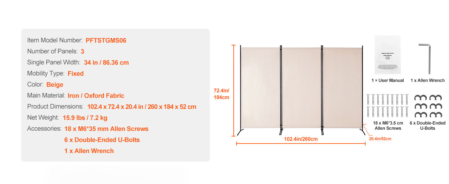 Vouwbare Kamerscheiding 3/4/6 Panelen – Privacy Scherm voor Woonkamer en Kantoor