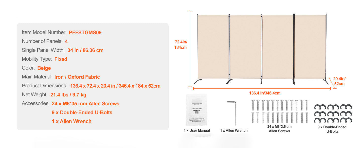 Vouwbare Kamerscheiding 3/4/6 Panelen – Privacy Scherm voor Woonkamer en Kantoor