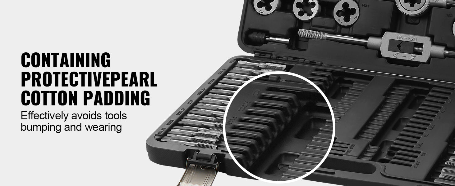 Tap- en Snijset 40-116 dlg – Metrisch & SAE – Hoogwaardig Lagerstaal – Draadbewerkingsgereedschap voor Metaalbewerking