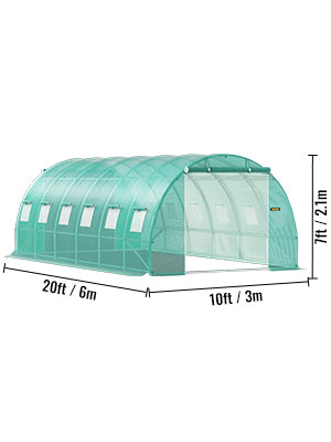 Tunnelkas 15x7 ft met Gegalvaniseerd Stalen Frame – Waterdichte PE Tuinkas met Ramen en Deur voor Groenten en Planten