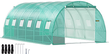 Tunnelkas 15x7 ft met Gegalvaniseerd Stalen Frame – Waterdichte PE Tuinkas met Ramen en Deur voor Groenten en Planten