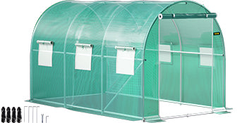 Tunnelkas 15x7 ft met Gegalvaniseerd Stalen Frame – Waterdichte PE Tuinkas met Ramen en Deur voor Groenten en Planten