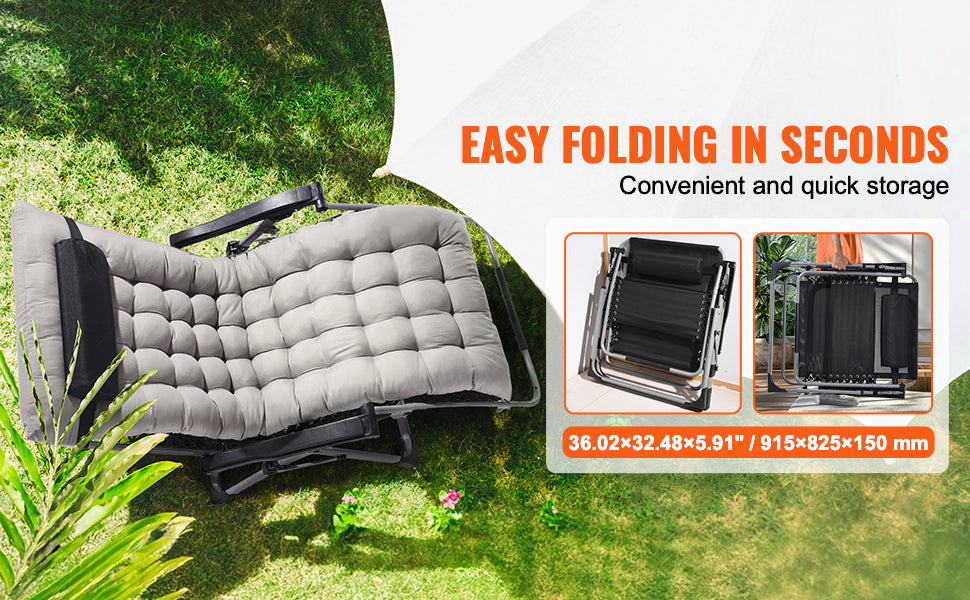 Zero Gravity Stoel Verstelbaar met Kussen & Accessoires – Comfortabele Ligstoel voor Tuin, Camping & Balkon