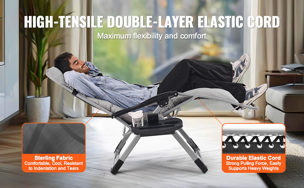 Zero Gravity Stoel Verstelbaar met Kussen & Accessoires – Comfortabele Ligstoel voor Tuin, Camping & Balkon